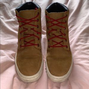 Red laced timberlands